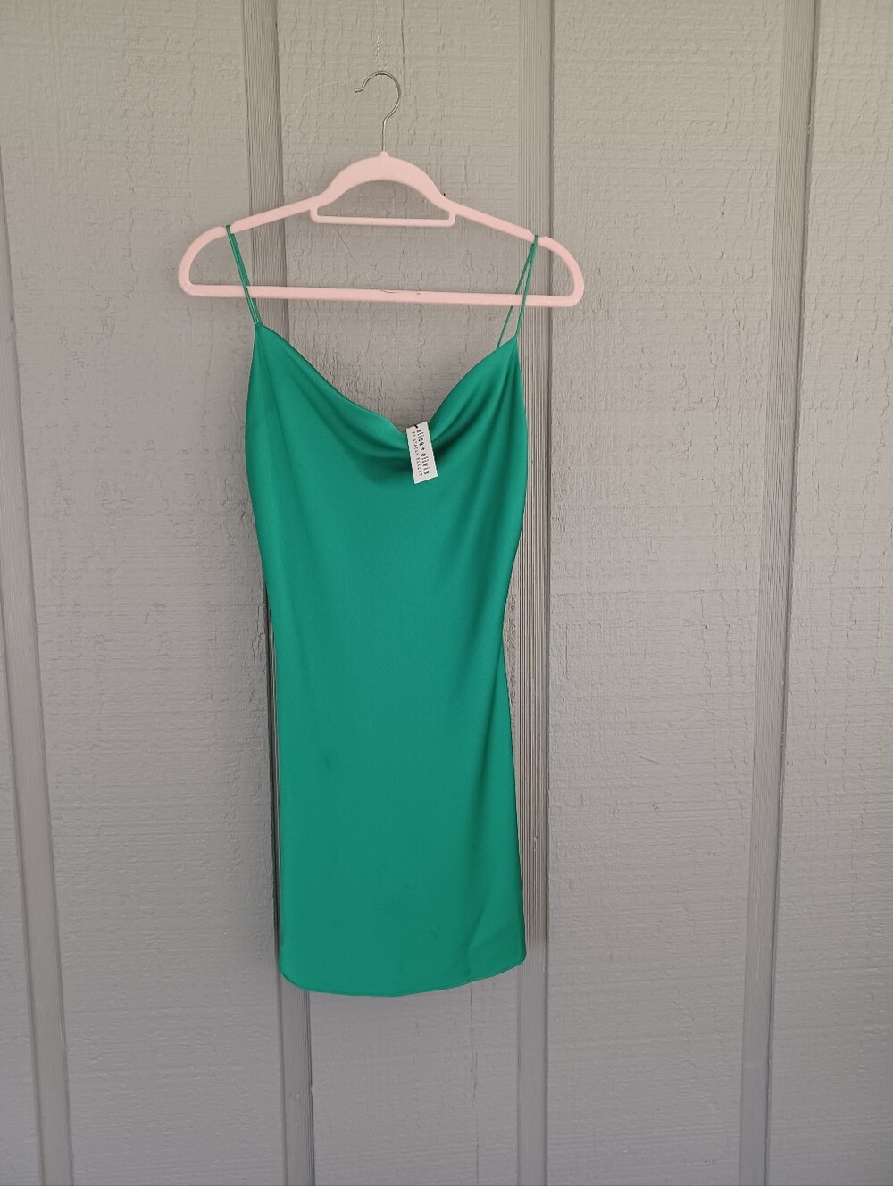 Alice And Olivia Harmony Drapey Mini Dress Size 6 Cowl Neck Party Dark Emerald